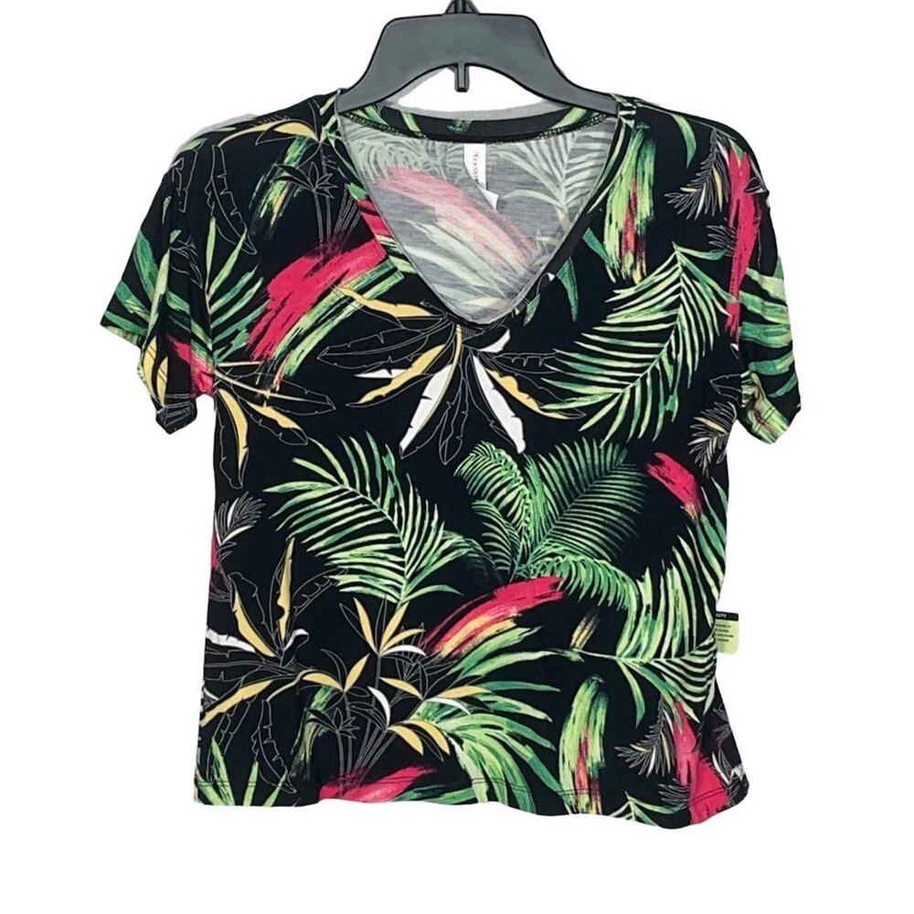 Ideology black palm Printed T-Shirt, XS - Picture 2 of 9